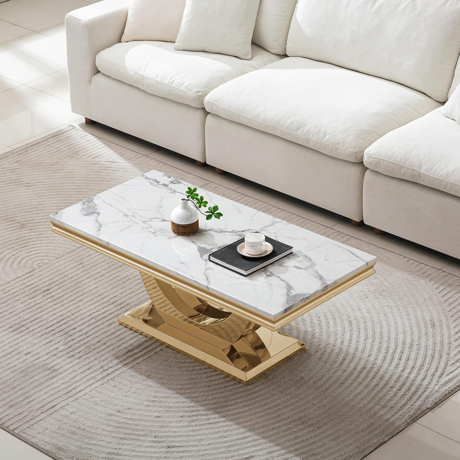 Stylish square marble coffee table