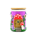 Purple Mushroom House Glass Storage Jar