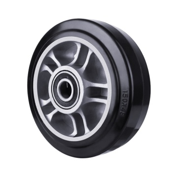 Extra Heavy Duty Industrial Caster Wheels with Aluminum Core, 8 Inch Warehouse Trolleys and Flat Trailers featuring Universal Brake System