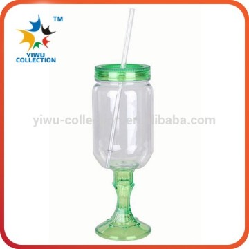 Eco-friendly Plastic Straw Tea Cup With Plastic Cap And Colorful Straw With Dome Lid 16oz