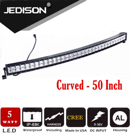 12V 24V IP69K 5w CR-EE 4X4 Offroad 50inch 320W auto curved LED driving Light Bar
