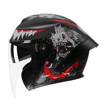 Customized ABS Material Motorcycle Half Face Helmet with Double Lens Inner Visor