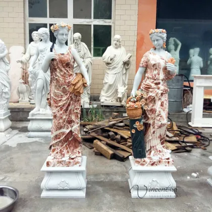 modern outdoor marble carving four season garden statues