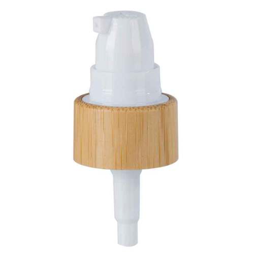 Bomba de crema de bambú de botellas cosméticas de gama alta con tapa 20/410 24/410