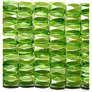 Pea Green Hematite 18 Faded Tube Beads 5X8MM Grado AB