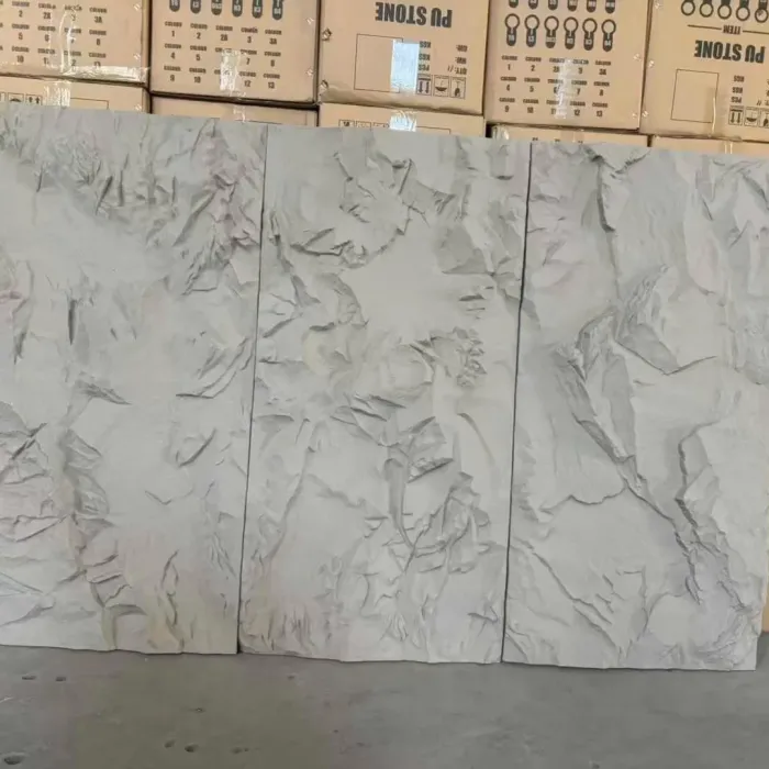 แผงผนังหิน PU ทนไฟติดตั้งรวดเร็ว