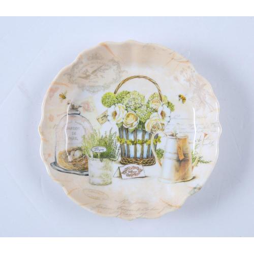 Natural leaf design pattern wave round serving tray