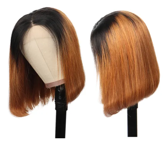 Uniky short human lace wigs ombre 1b 30 brazilian human hair bob wig tangle free yes ombre lace front wig