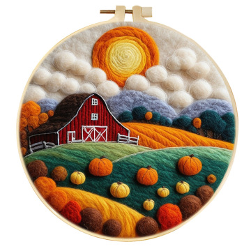 Wool Felting and Embroidery Landscape Picture - Handmade DIY Home Decor Gift