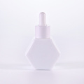 Hexagon Shape White Glass Dropper Bottle For Serum