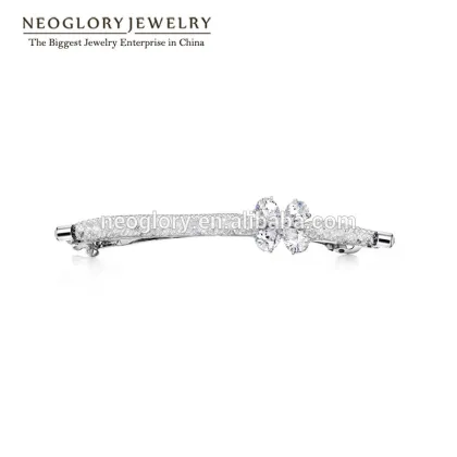 Neoglory Cubic Zirconia Barrette Hairwear Rhodium Plated Flower Hair Fashion Jewelry Accessories Women Gifts 2016 New