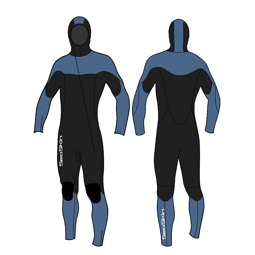 Seaskin 6/5mm Men Front Zipper Wetsuit Bodysuit with Hood