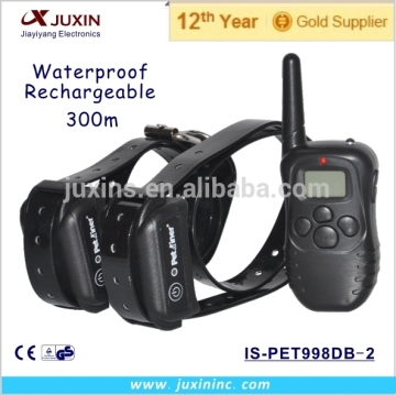 PET998DB Remote Control Sensitive Vibrating and Static Shock Pet Dog Collars for Two Smart Animals Training