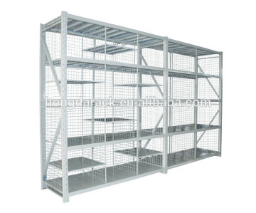 Warehouse light duty racking with fence
