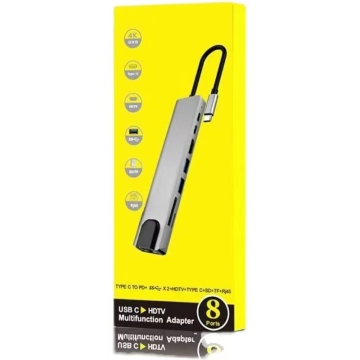 Outlet di fabbrica: docking stazione All-in-One 8 in 1 USB C con convertitore per cavi HD e lettore di carte