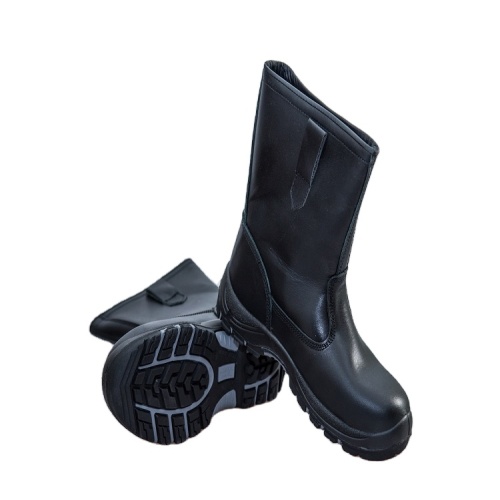 High Cut Safety Boots Leather Upper Injection Construction Pu Intsole Safety Boots Supplier