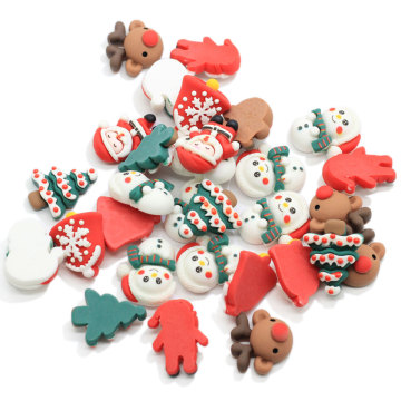 New Arrived Christmas Resin Design Cabochon Beads Artificial  Snowman Deer Green Tree Santa Claus Diy Craft Xmas Jewelry Store