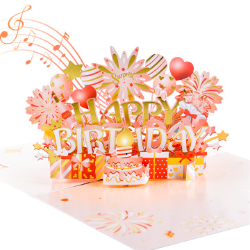 Biglietto musicale soffiabile con illuminazione 3D per compleanno
