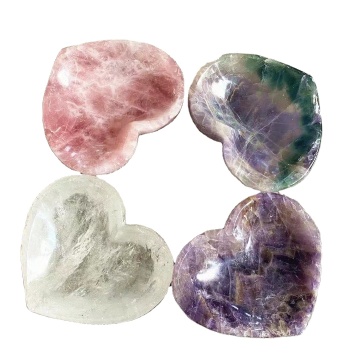 Wholesale Heart Shape Crystal Bowls: Rose Quartz and Amethyst for Wedding Decoration