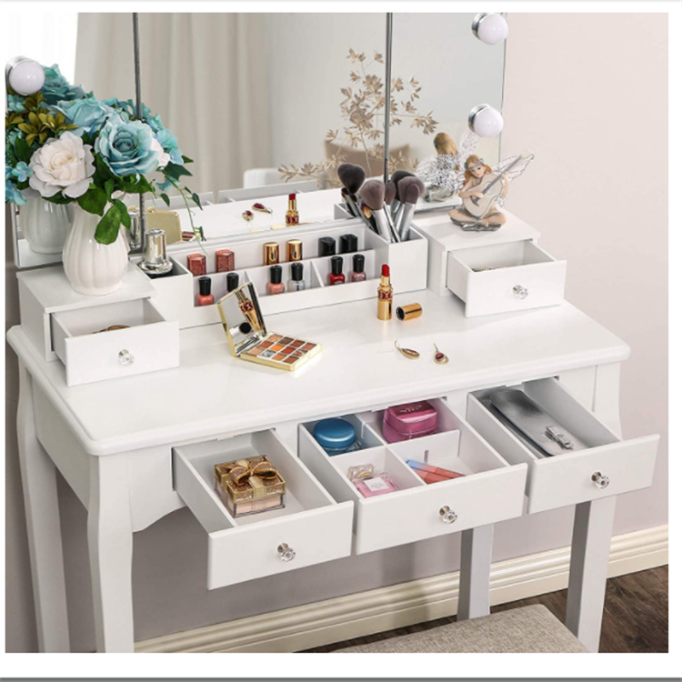 Folding Mirror Vanity Desk 5