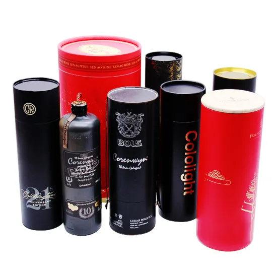 Customized gift packaging paper wine packaging tube box
