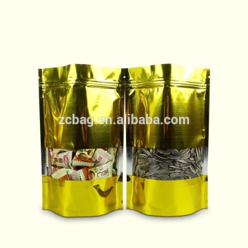 clear plastic zipper pouch window Waterproof Matt Shinny Print Doypack with Zipper For gold colorful window pouch