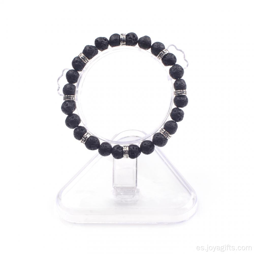 2016 piedra de la Lava de 8mm de diseño único hombres Zinc aleación Bead Bracelet