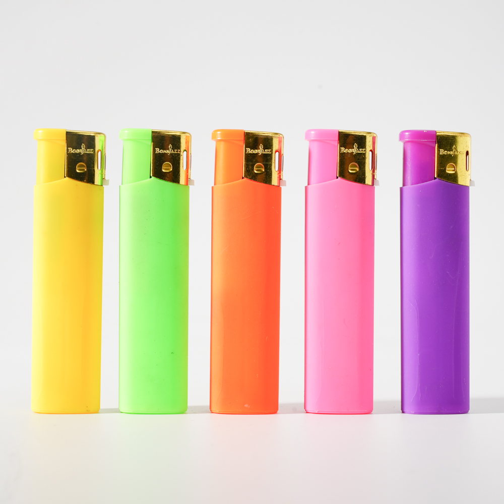 Soft flame five color matte rubber finished lighter