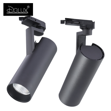 DGLUX Long Life Adjustable Angle LED Track Light - 10w to 50w Black Aluminum COB