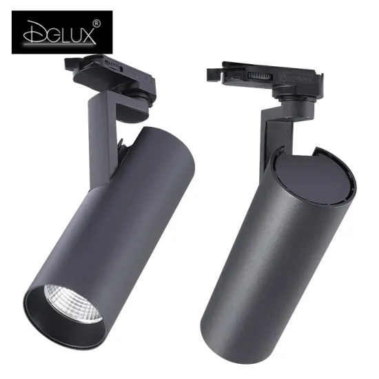 DGLUX Long Life Adjustable Angle LED Track Light - 10w to 50w Black Aluminum COB