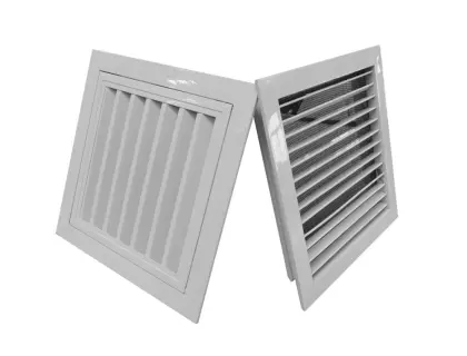 Double-row ventilation grille with adjustable louvres