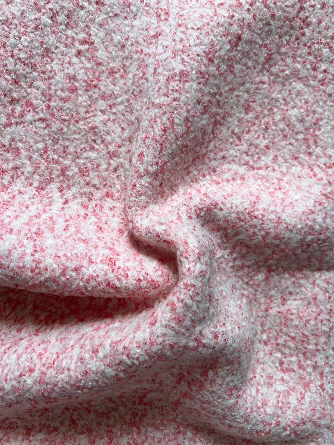 Knitted boucle wool polyester fabric for melange colours