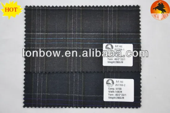 stock fine plaid all wool fabric for men's jacketing