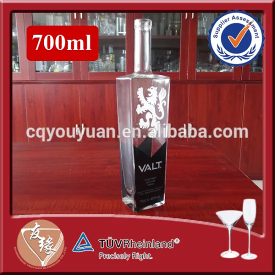 custom design vodka black glass bottle 700ml with cork top