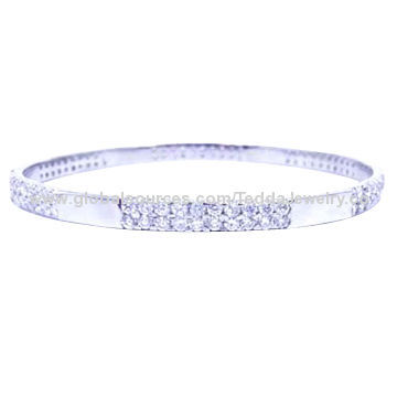 Metal Bangles, Made of Brass and Cubic Zirconia, Small Orders are Welcome