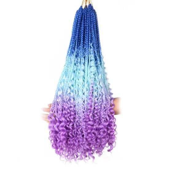 Messy Goddess Bohemian Box braids Un-ruly Synthetic Crochet Hair Bohemian Hair With Curls 12inch Boho Braided Hair Extension