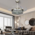 Ventilador de teto de cristal K9 de luxo com candelabros