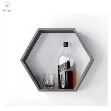 Floating Hexagon Wall Mount Home Decor Wooden Shelf