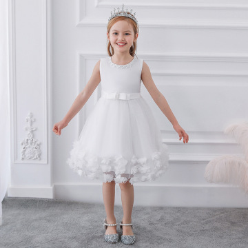 2021 High Quality Beaded Fower Girl Dresses Tulle Knee Length Toddler Kids Pageant Dresses