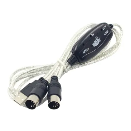 USB IN-OUT MIDI Adapter Cable PC to Music Electronic Keyboard Converter Cord