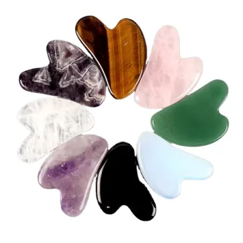 Natural Stone Jade Gua Sha Tool - Crystal Rose Quartz Massager for Women's Gifts