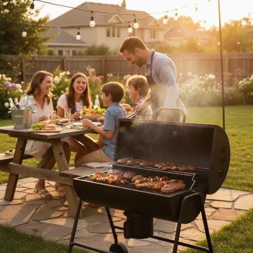 เตาย่างถ่านย่างช้าแบบถอดได้พร้อมถาดอบ