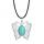 Vintage Gemstone Silver Alloy Butterfly Pendant Necklace for Women Gemstone Quartz Healing Crystal Girls Dating Jewelry