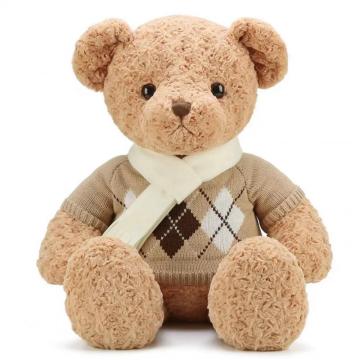 Light-colored curly preppy teddy bear stuffed animal