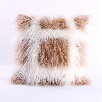Custom Color Faux Fur Pillow Covers White Mongolian Faux Fur Pillow