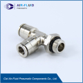 Air-Cairan Logam Pneumatic Fittings Run Tee