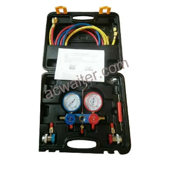 P Good Quality HVAC R134a Manifold Gauge Set with Charging Hose and Quick Coupler