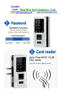 Remote Control for Glass Door Lock with Password Fingerprint Security 6702