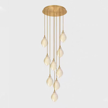 White Petal Ceramic Chandelier Contracted Design Ceiling Lamp