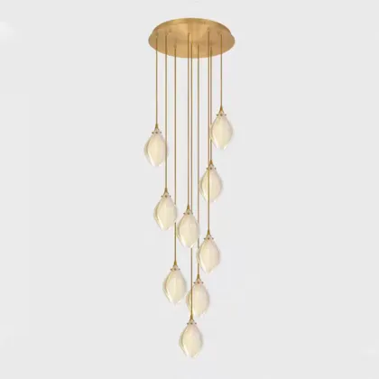 White Petal Ceramic Chandelier Contracted Design Ceiling Lamp